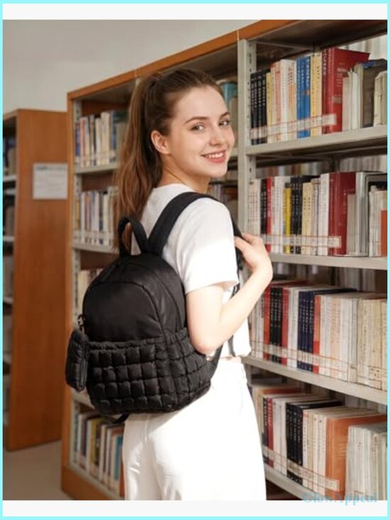 Puffy Quilted Mini Backpack with Detachable Pouch, Lightweight Daypack main image 4